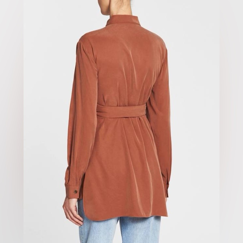 Anthropologie Terracotta Wrap-Front Button Down Shirt - Large - Picture 2 of 10
